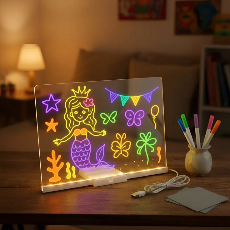 Pizarra led con luces para niños